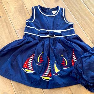 Classic summer sailboat dress (3t) toffee apple.